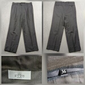 Enro Platinum 100% Wool Pleated Dress Pants Mens 36 Gray Lined Cuffed EUC